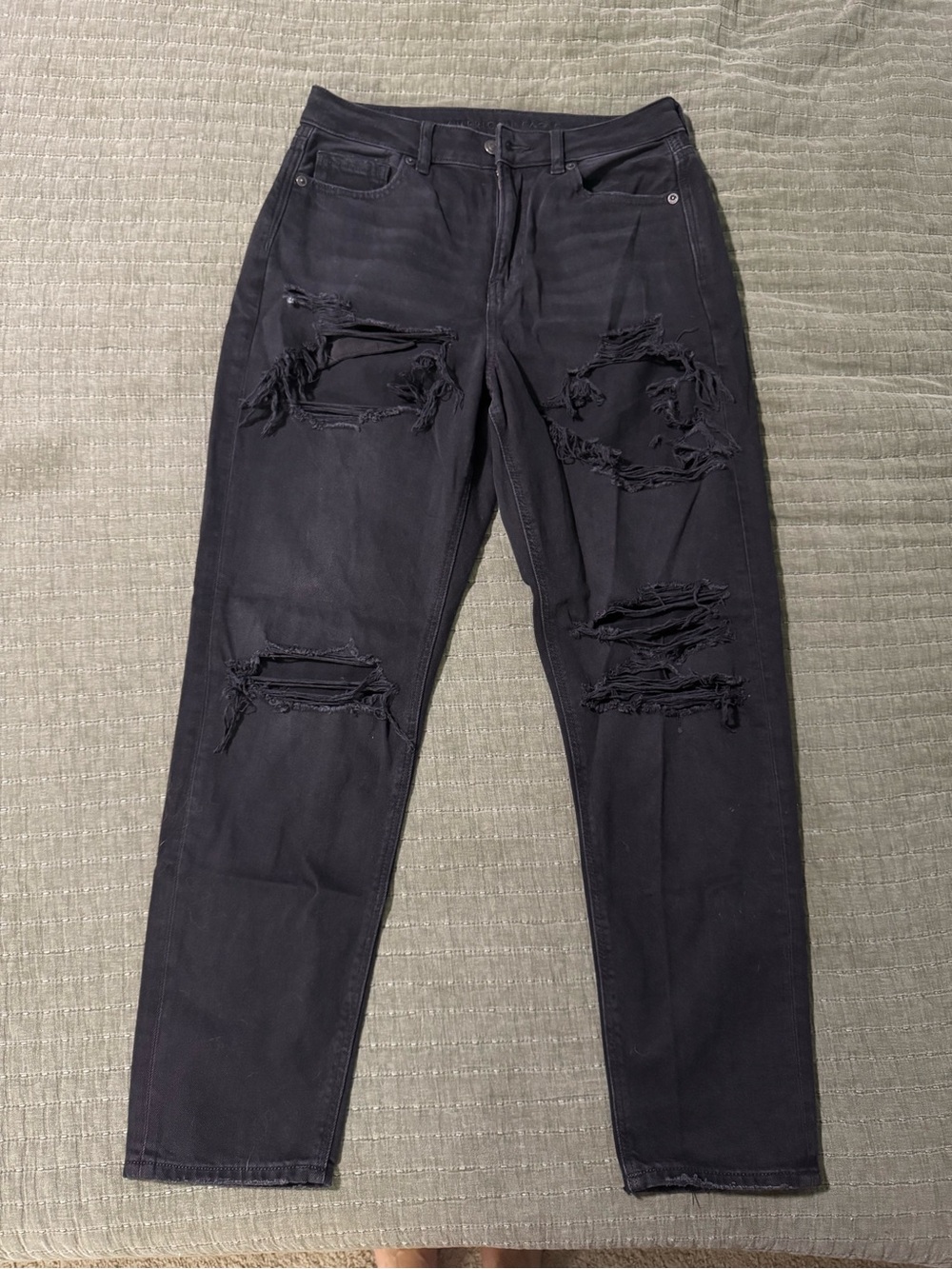 American Eagle Outfitters Black Jeans with Distressed Details